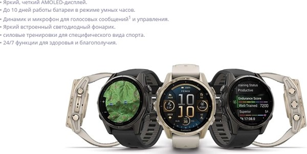 Умные часы Garmin Fenix 8 AMOLED 43mm / 010-02903-00 (серебристый/белый)
