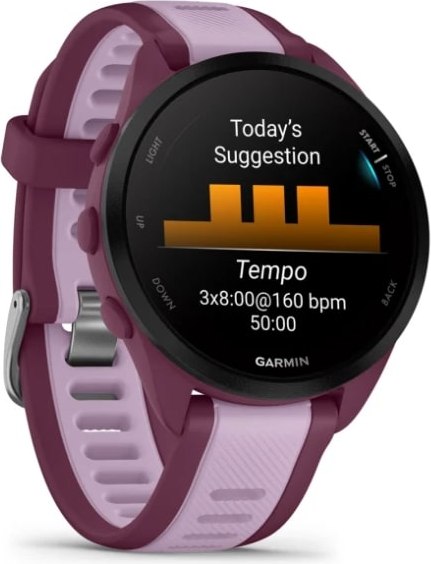 Умные часы Garmin Forerunner 165 Music 43mm / 010-02863-33 (лиловый/малиновый ремешок)