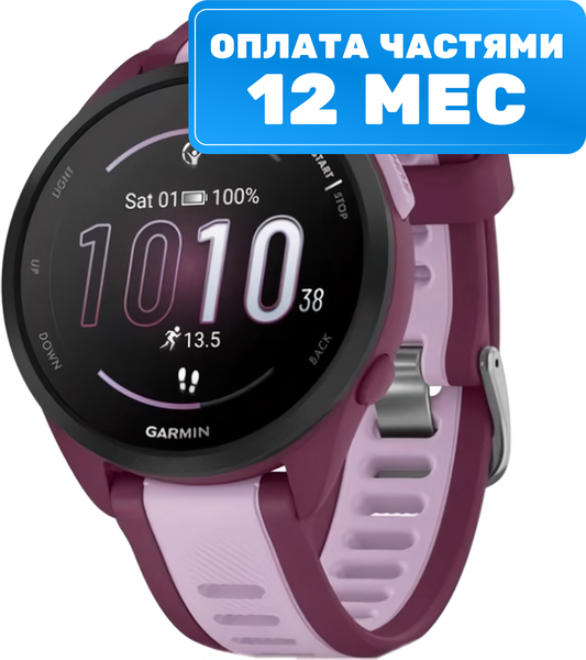 Умные часы Garmin Forerunner 165 Music 43mm / 010-02863-33 (лиловый/малиновый ремешок)