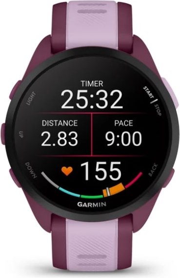 Умные часы Garmin Forerunner 165 Music 43mm / 010-02863-33 (лиловый/малиновый ремешок)