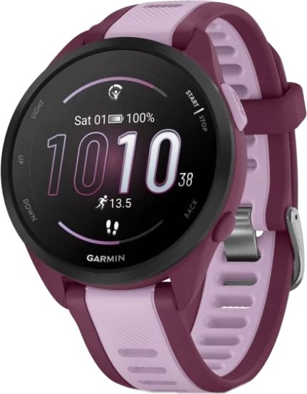 Умные часы Garmin Forerunner 165 Music 43mm / 010-02863-33 (лиловый/малиновый ремешок)