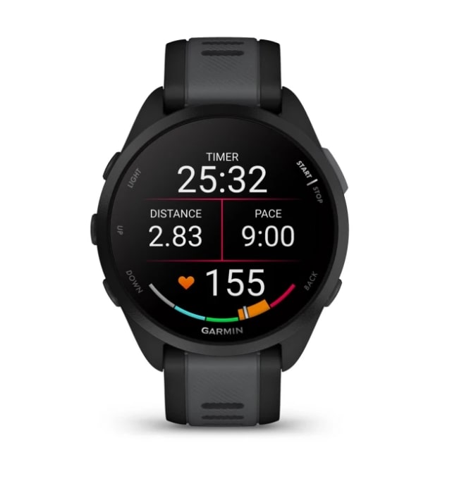 Умные часы Garmin Forerunner 165 Music 43mm / 010-02863-30 (черный/серый ремешок) — фото 2