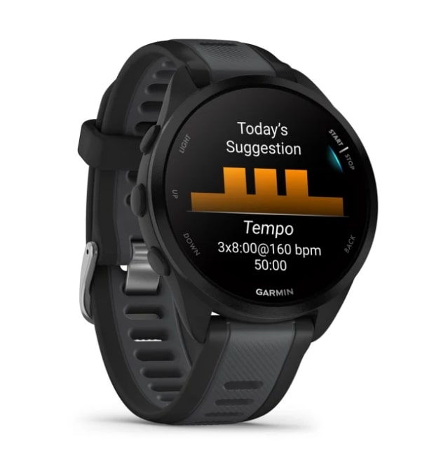 Умные часы Garmin Forerunner 165 Music 43mm / 010-02863-30 (черный/серый ремешок) — фото 3