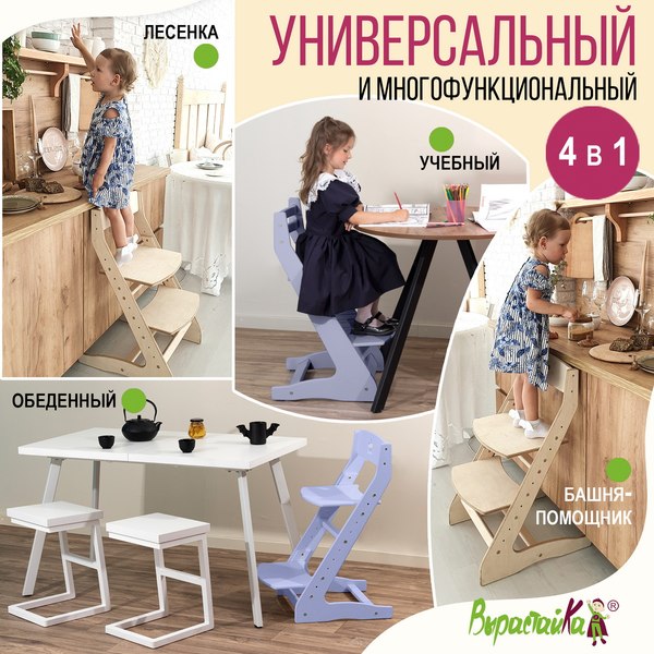 Стул детский Millwood Вырастайка 2 стандарт СДН-3 В2 (лавандовый)