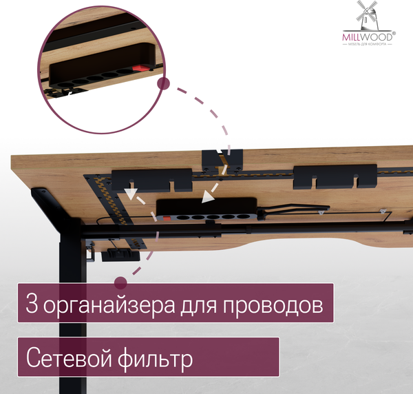 Купить Стол с подъемным механизмом Millwood Подъемный Смарт с вырезом 160x80 в Борисове