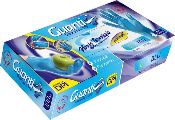 Перчатки одноразовые Guanti L (100шт, синий)