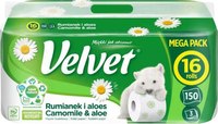 Туалетная бумага Velvet 3-х слойная. Аромат ромашки (16рул) - 