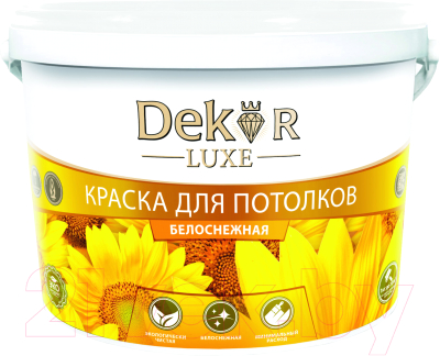 Краска Dekor ВД-АК 216 для потолка (3кг, белоснежный)