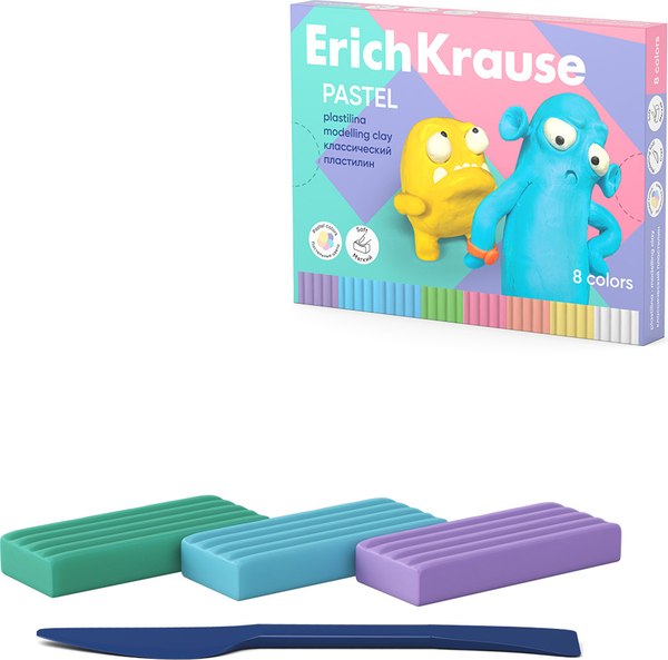 Пластилин Erich Krause Jolly Friends Pastel / 61351 (8цв)
