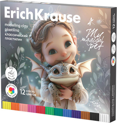Пластилин Erich Krause Классический. Magic Pet / 62975 (12цв) -
