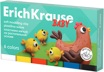 Пластилин Erich Krause Baby с Алоэ Вера / 61323 (6цв) -