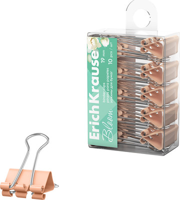 Зажим для бумаги Erich Krause Pastel Bloom / 62063 (10шт, персиковый) - 