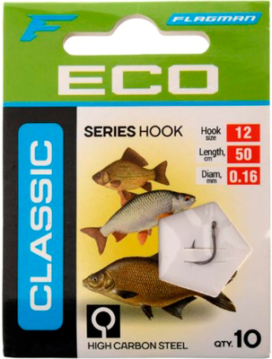 Набор поводков рыболовных Flagman Fishing Classic Hooks To Nylon / CLHN2-12B (10шт) - 