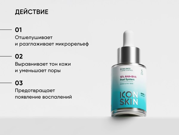 Пилинг для лица Icon Skin 15% AHA+BHA Peel System (30мл)