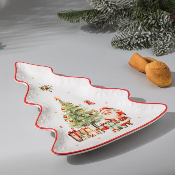 Блюдо Decor de table Рождественский винтаж. Ель / DDT-LH9932-26