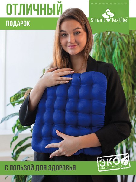 Подушка на стул Smart Textile Уют 40x40 / T428 (лузга гречихи, синий)