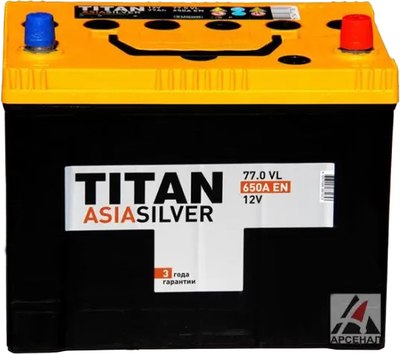 Автомобильный аккумулятор TITAN Asia Silver B01 650A R+ (77 А/ч)