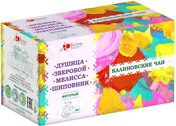 Чай пакетированный Калина Фиточай Душица, зверобой, мелисса, шиповник (20пак)