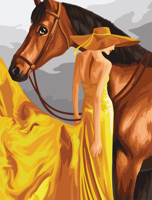 Картина по номерам Три совы Леди в желтом платье / КХ3040_53840 -