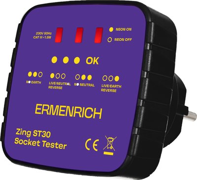 Тестер розетки Ermenrich Zing ST30 / 83818 (фиолетовый) - 