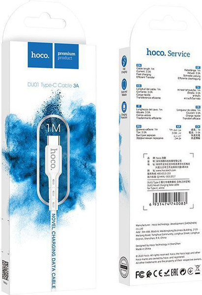 Кабель Hoco DU01 Type-C (1м, белый)
