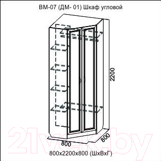 Шкаф SV-мебель Вега угловой ВМ-07/ДМ-01 (сосна карелия)