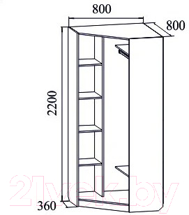 Шкаф SV-мебель Вега угловой ВМ-07/ДМ-01 (сосна карелия)
