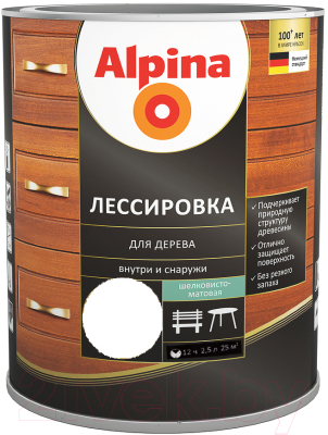 Защитно-декоративный состав Alpina Лессировка (2.5л, бесцветный)