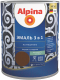 Эмаль Alpina По ржавчине 3 в 1 RAL8011 (750мл, шелковисто-матовый темно-коричневый) - 