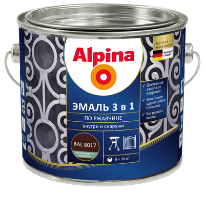 

Эмаль, По ржавчине 3 в 1 RAL8017