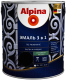 Эмаль Alpina По ржавчине 3 в 1 RAL9005 (2.5л, шелковисто-матовый черный) - 