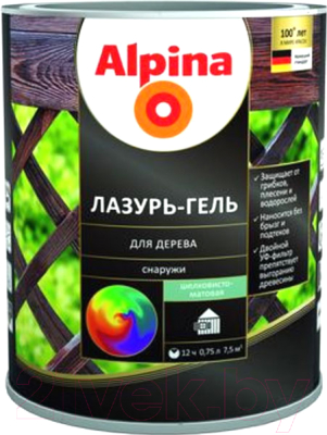 Защитно-декоративный состав Alpina Лазурь-гель (2.5л, черный)