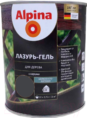 Защитно-декоративный состав Alpina Лазурь-гель (750мл, черный)