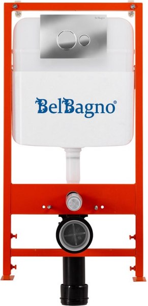 Унитаз подвесной с инсталляцией BelBagno BB5177CH-TOR/SC/BB026/BB081CR (с сиденьем)