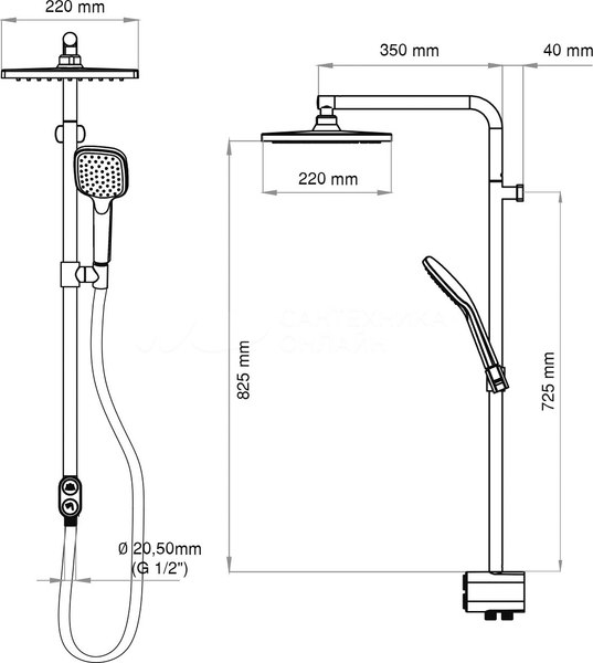 Душевая система Teska Tena DR2820C