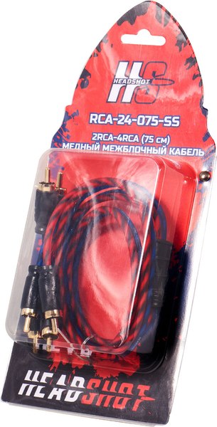 Межблочный кабель для автоакустики Kicx Headshot RCA-24-075-SS (0.75м)