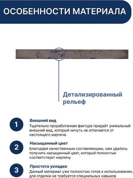 Декоративный камень бетонный Petra Клинкерный кирпич 16П9 (серый)