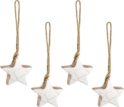Набор елочных игрушек Tkano New Year Essential Marble stars / TK24-NY_DEC0022 (4шт) - 
