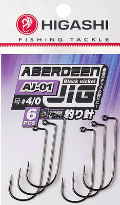 Набор крючков рыболовных Higashi Aberdeen Jig AJ-01 #4/0 Black nickel / 06188 - 
