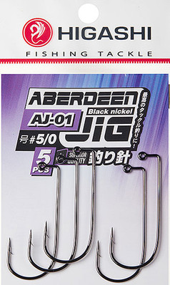 Набор крючков рыболовных Higashi Aberdeen Jig AJ-01 #5/0 Black nickel / 06189 - 