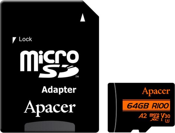 Карта памяти Apacer MicroSDXC 64GB с адаптером (AP64GMCSX10U8-R)