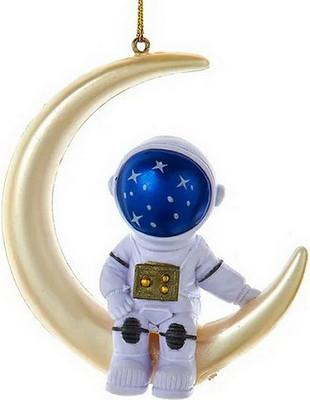 

Елочная игрушка, Астронавт на полумесяце с синим шлемом / D4465_1