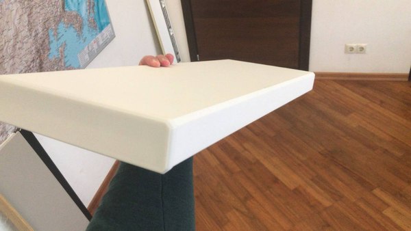 Подоконник Витраж Дизайн Премиум с заглушкой 150x1400 (белый сатин)