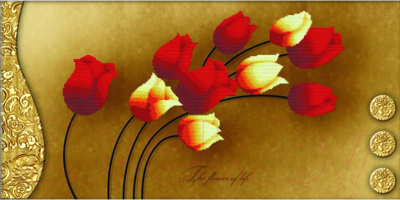Набор для вышивания БЕЛОСНЕЖКА Тюльпаны на золотом / 7042-3D