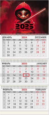 

Календарь настенный, Символ года змейка 2025г квартальный / 116104