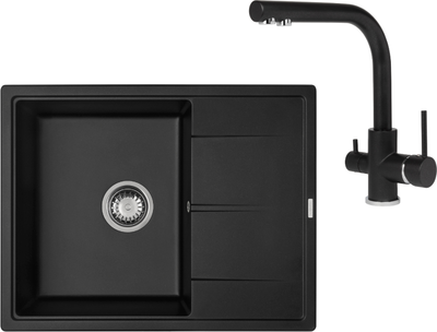 

Мойка кухонная со смесителем, Rock SQR 102 + смеситель Akvaduo 2663 L 601