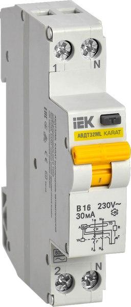 Дифференциальный автомат IEK MVD12-1-016-B-030