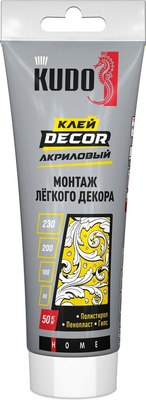 Клей Kudo Home Decor для монтажа легкого декора / KBT-311 (200мл, белый) - 