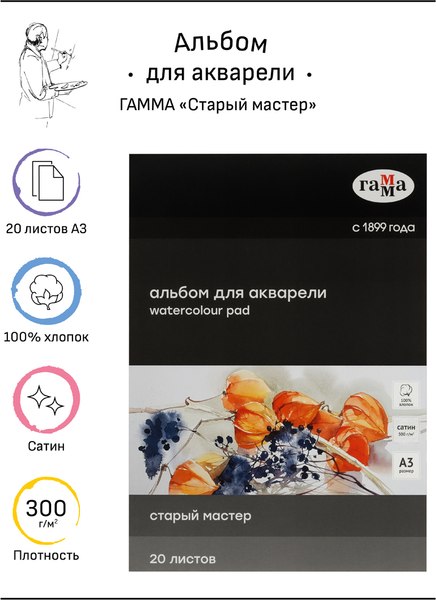 Альбом для рисования ГАММА Старый Мастер / 215535AGRC (20л)