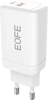 

Адаптер питания сетевой, 65W 3.25A USB-A+Type-C / EOF-E601-WT